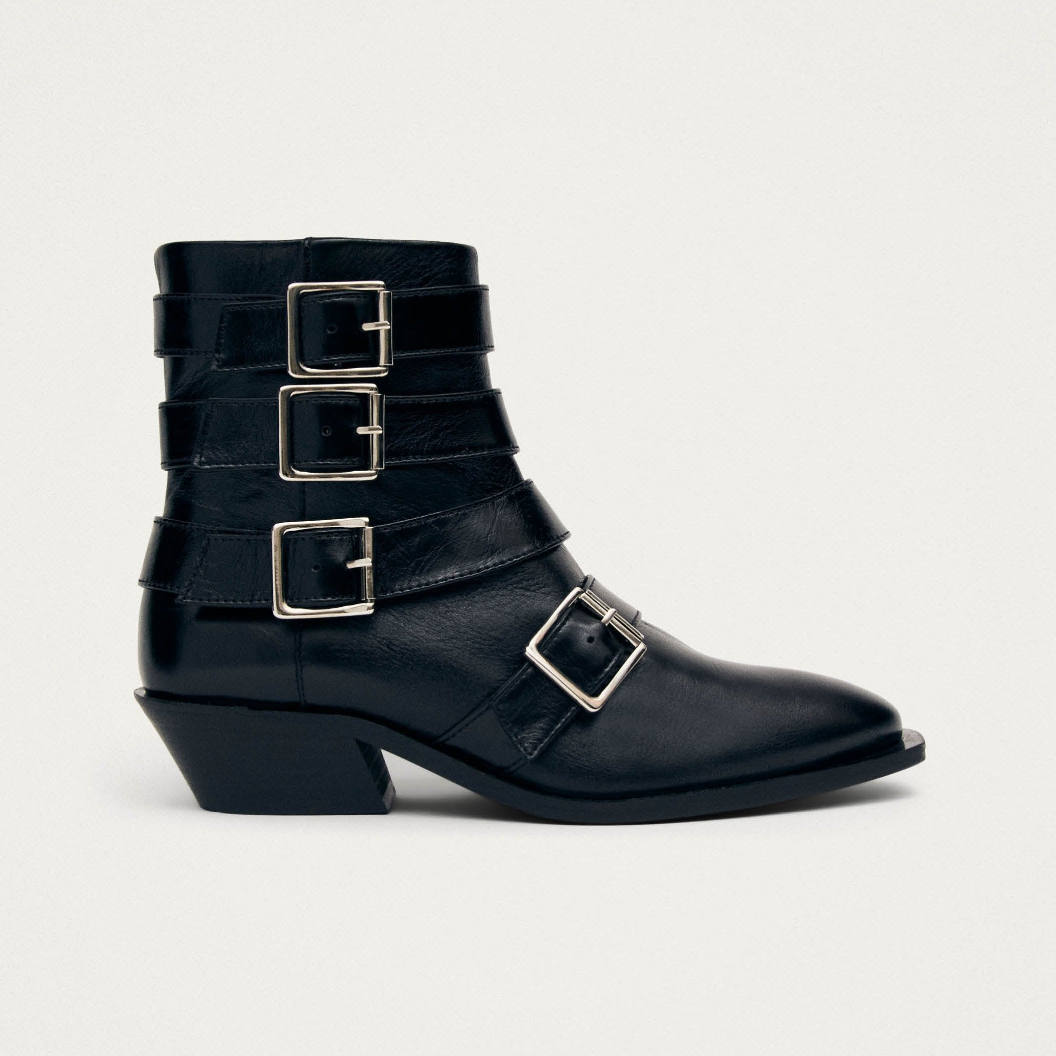 Eras Black Leather Ankle Boots - Image 3