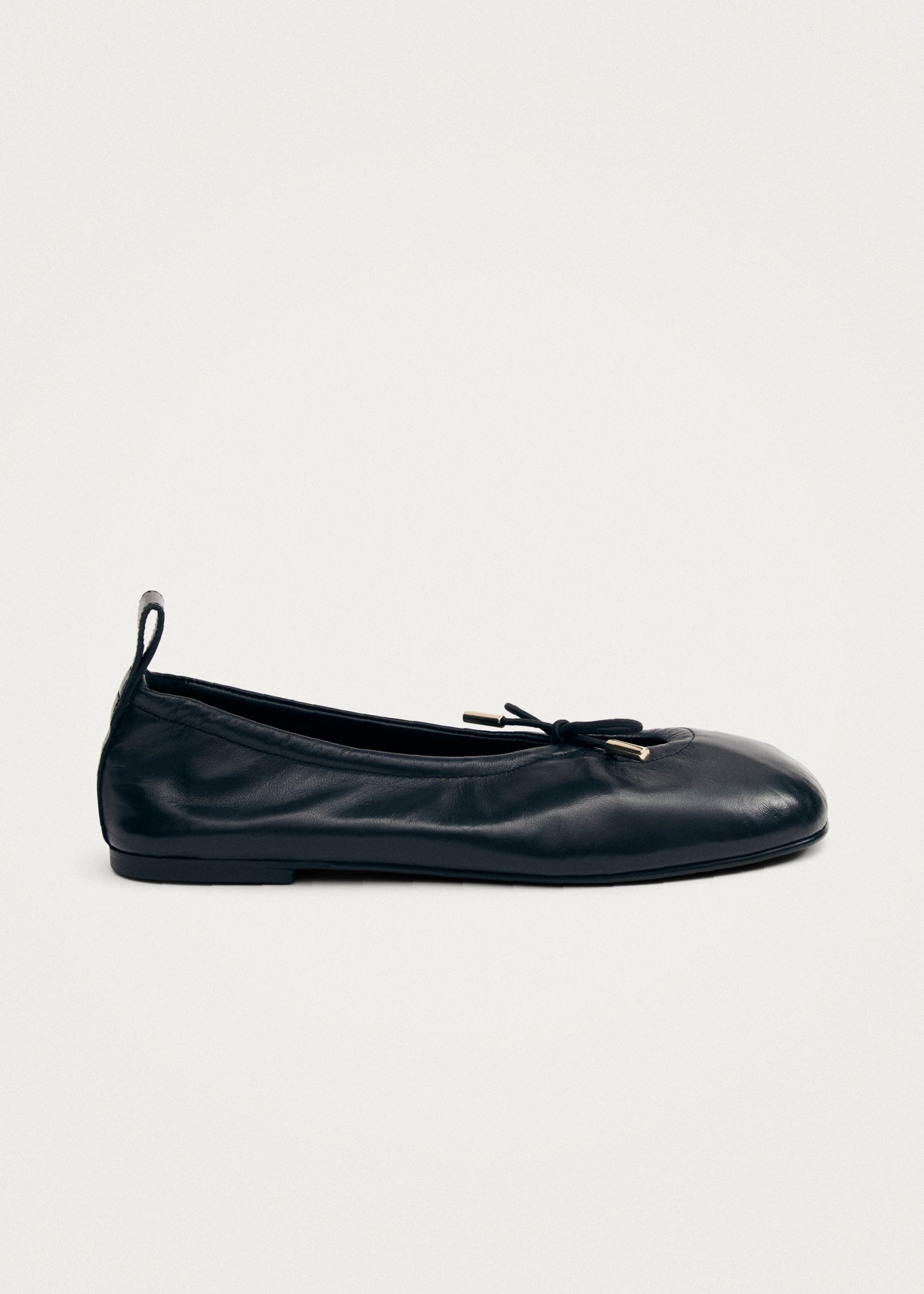 Rosalind Black Leather Ballet Flats - Image 4