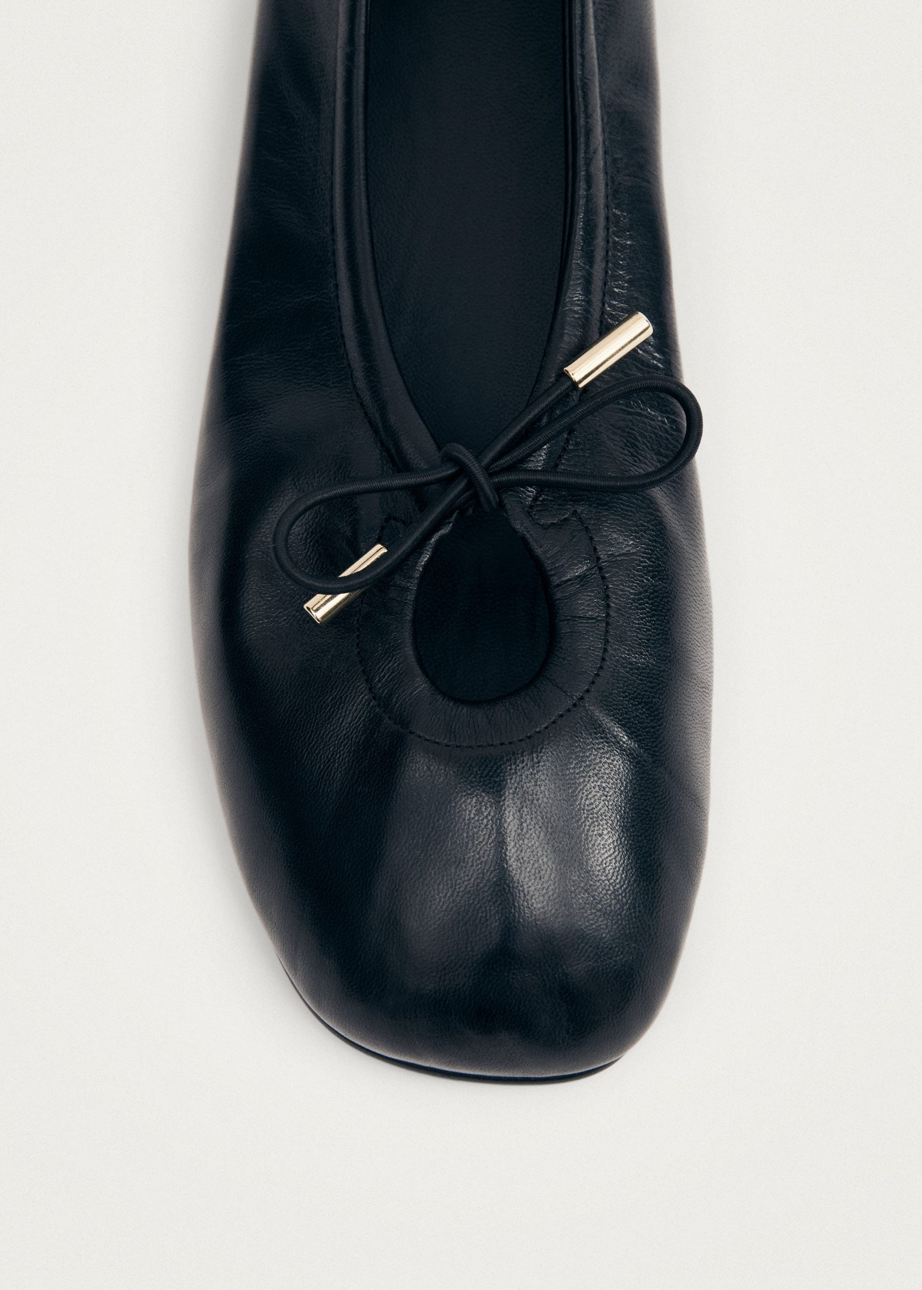 Rosalind Black Leather Ballet Flats - Image 7