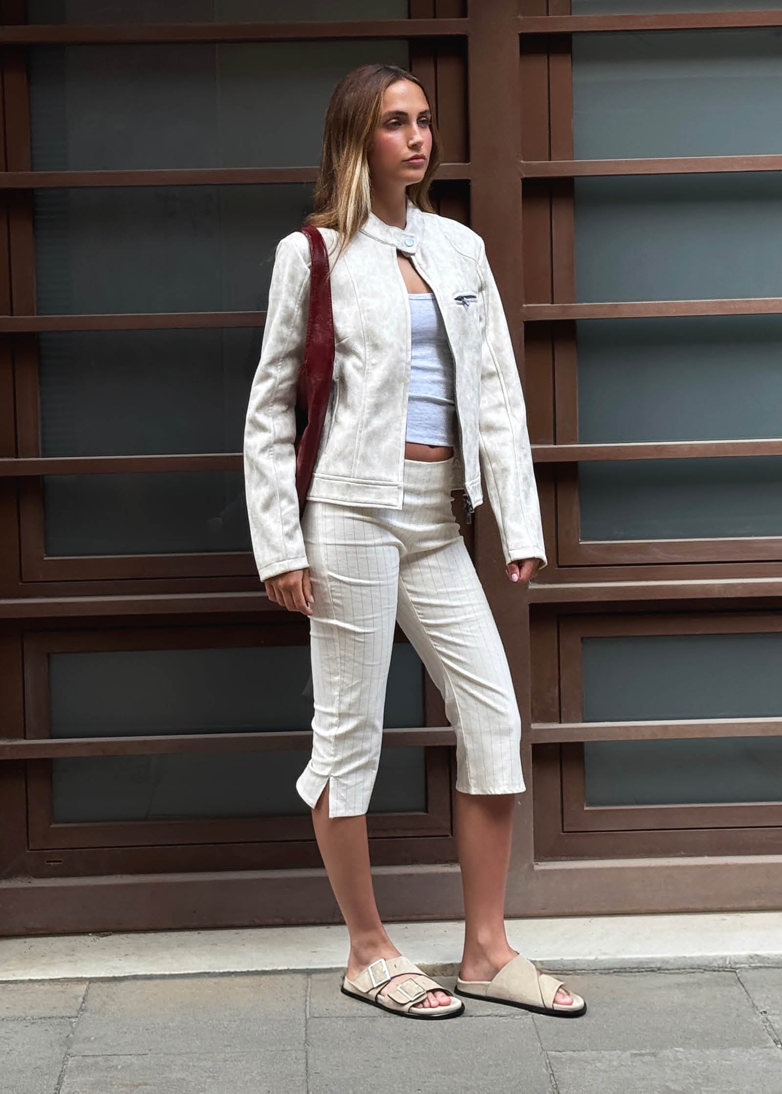 Alba Suede Beige Leather Sandals - Image 7