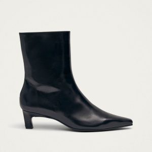 Ambar Rift Black Leather Ankle Boots