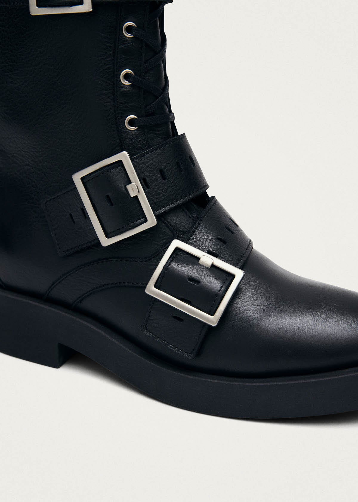 Avril Brushed Black Leather Ankle Boots - Image 6
