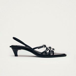 Britney Black Leather Sandals