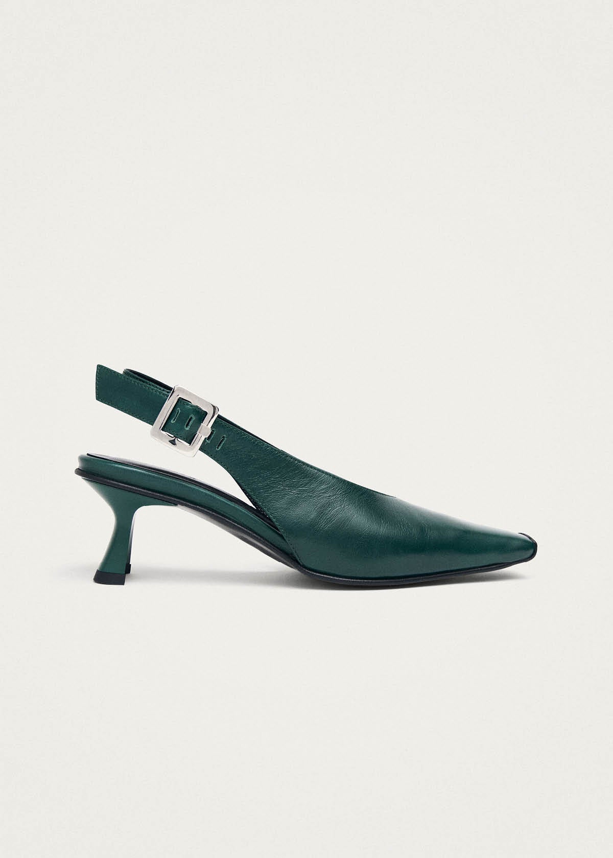 Cendra Rift Dark Green Leather Pumps