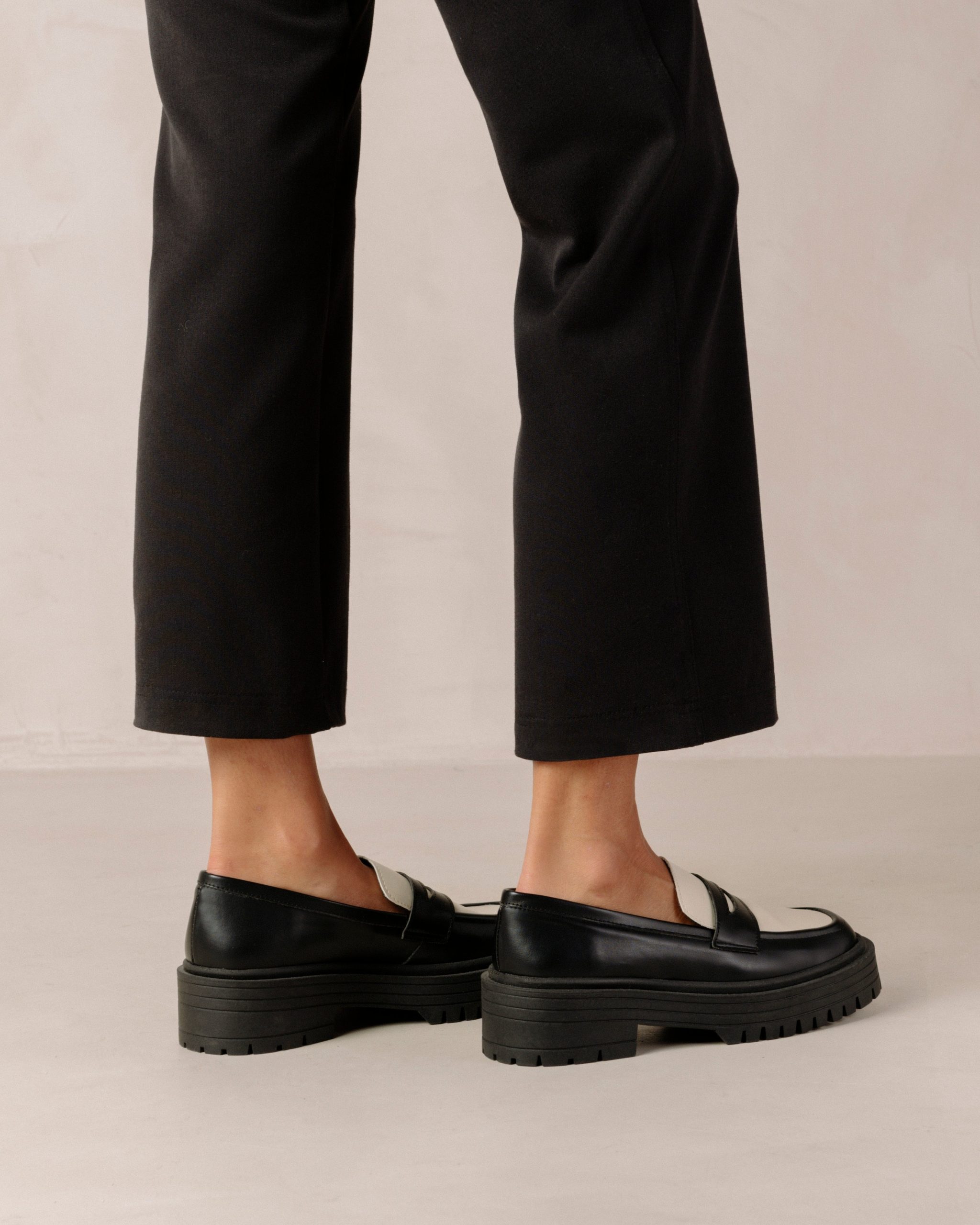 Mask Bicolor Black Vegan Leather Loafers - Image 3