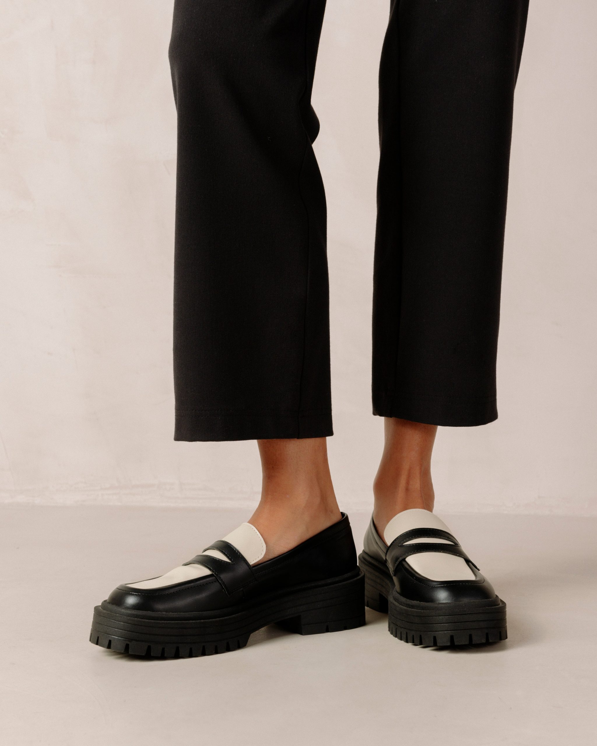 Mask Bicolor Black Vegan Leather Loafers - Image 4