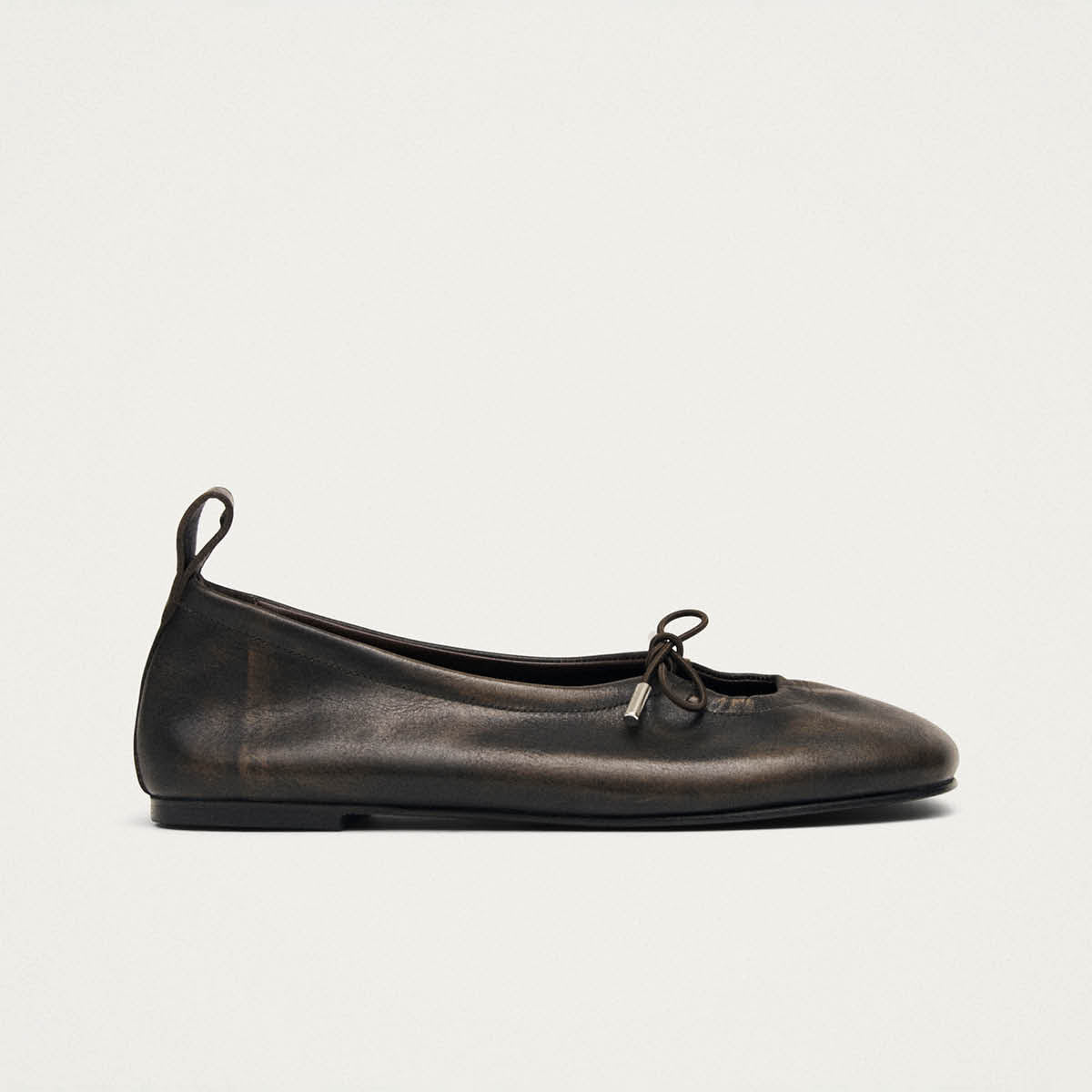 Rosalind Brushed Brown Leather Ballet Flats - Image 3