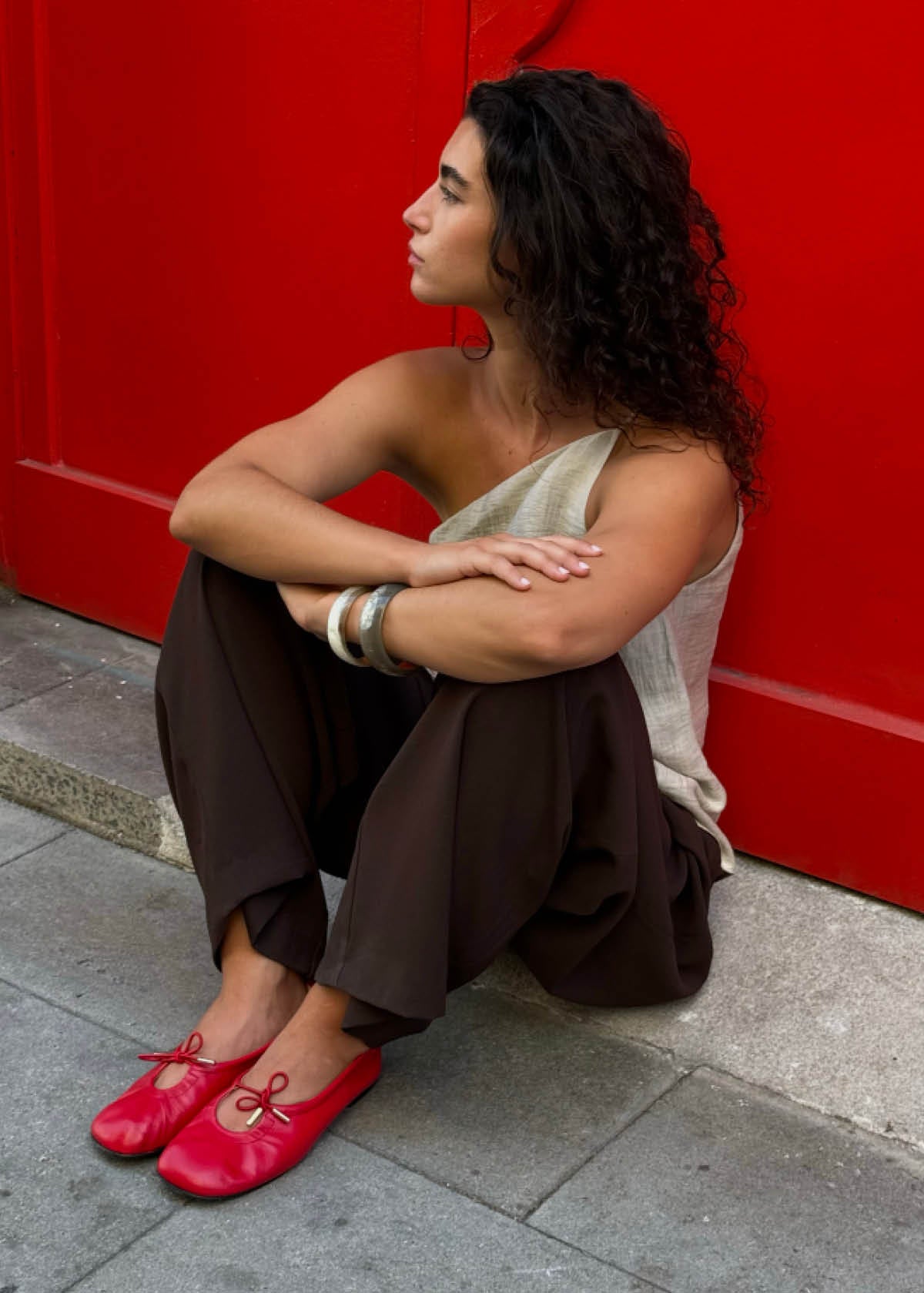 Rosalind Red Leather Ballet Flats - Image 2