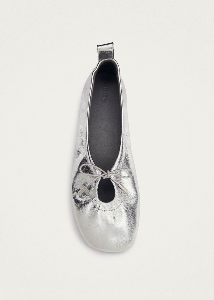 Rosalind Shimmer Silver Leather Ballet Flats