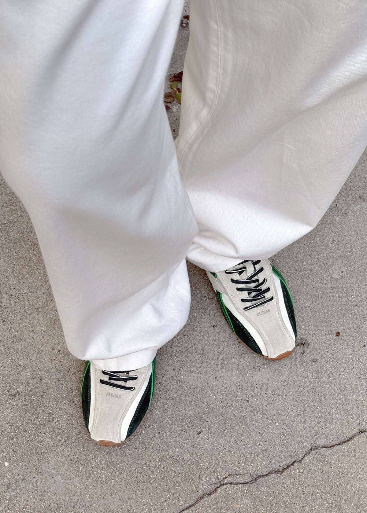 Tb.304 Nylon White & Green Leather Sneakers - Image 2