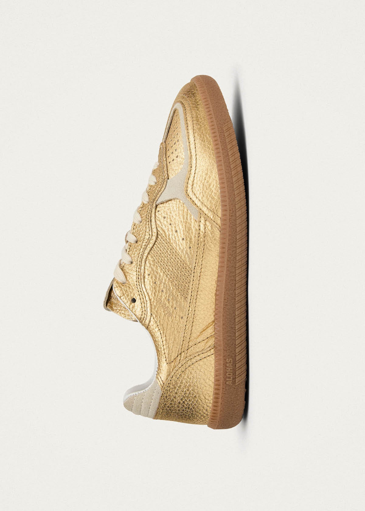 Tb.490 Grain Shimmer Gold & Cream Leather Sneakers - Image 4