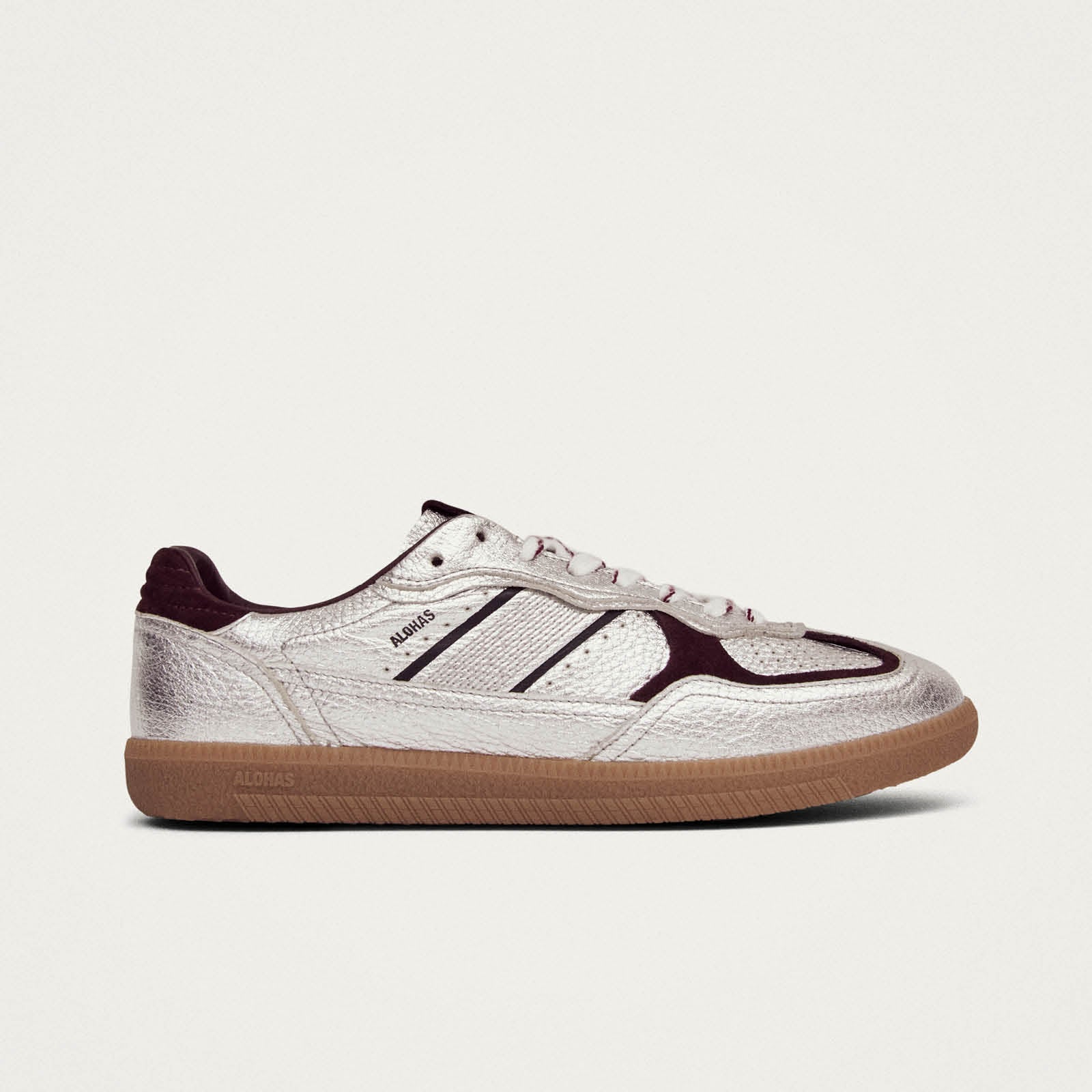 Tb.490 Grain Shimmer Silver & Burgundy Leather Sneakers - Image 3