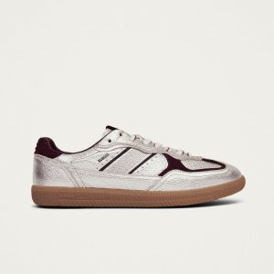 Tb.490 Grain Shimmer Silver & Burgundy Leather Sneakers