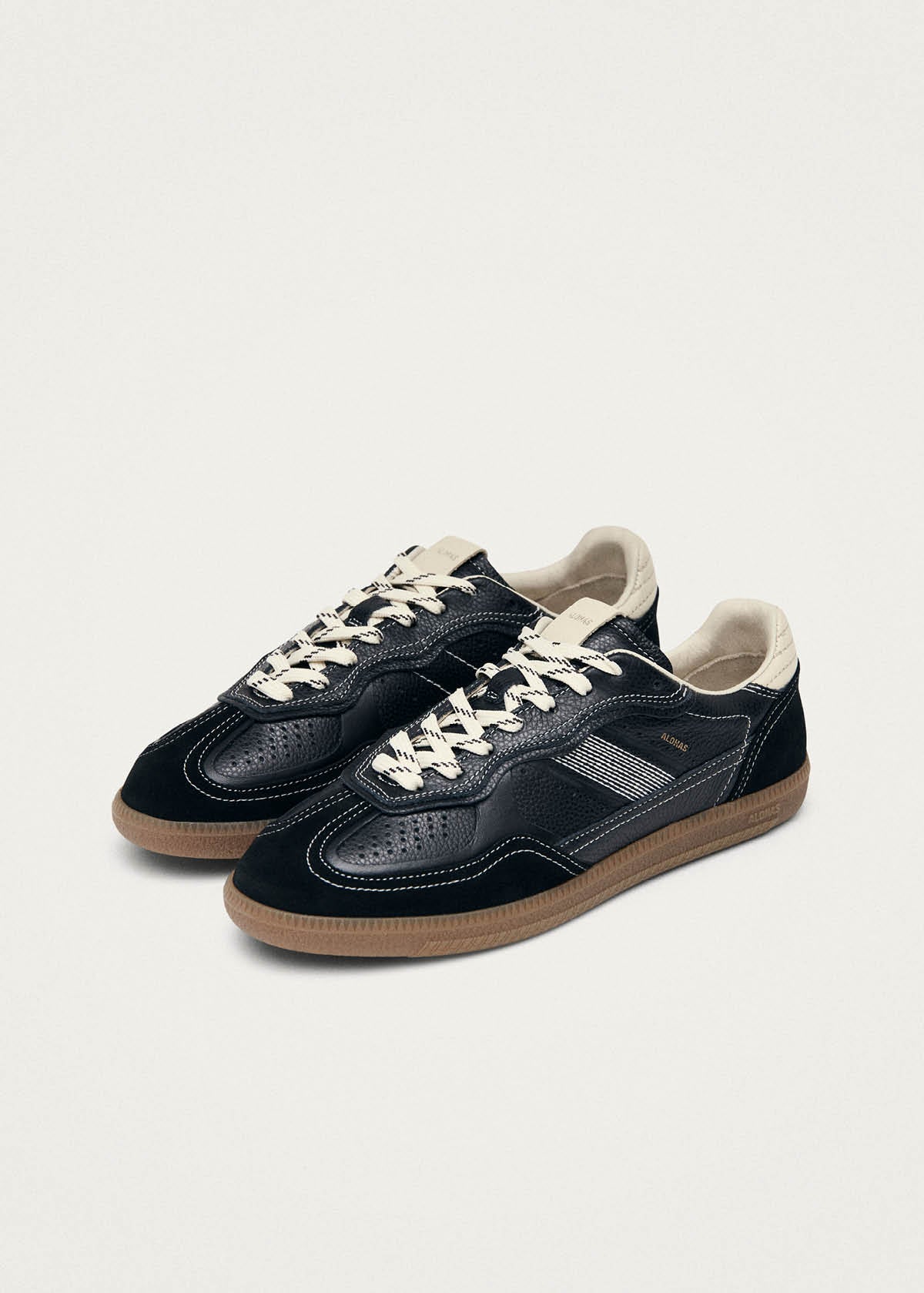 Tb.490 Rife Grain Black & Cream Leather Sneakers - Image 2